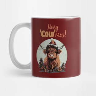 Highland Cow Christmas Merry and Bright, Scottish, Cow Xmas Farmer, Christmas sweater with cute Highland Cow Mug